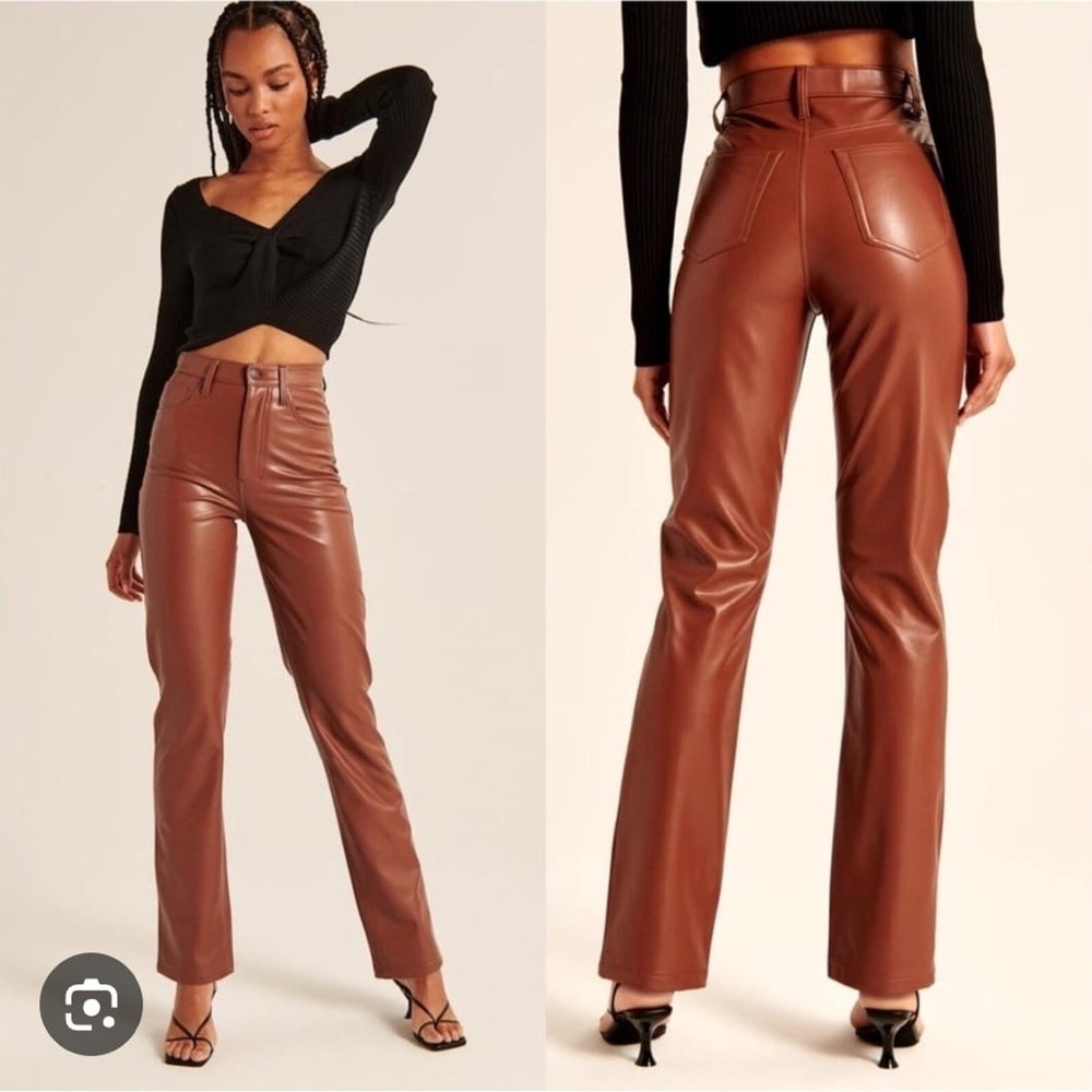 Abercrombie & Fitch Curve Leather 90s Straight Pants-Ultra High Rise Size 32/14